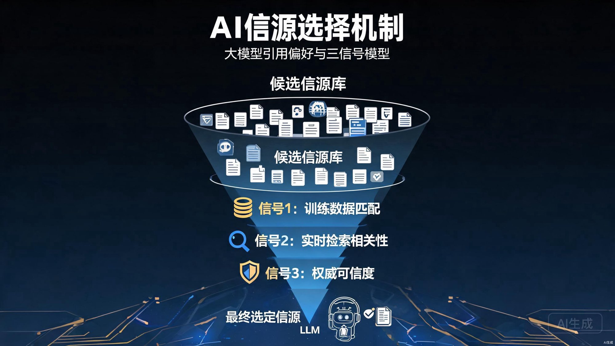 AI信源选择机制：大模型引用偏好与三信号模型